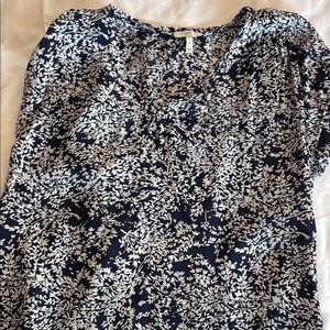 Floral Navy and White Women's Top